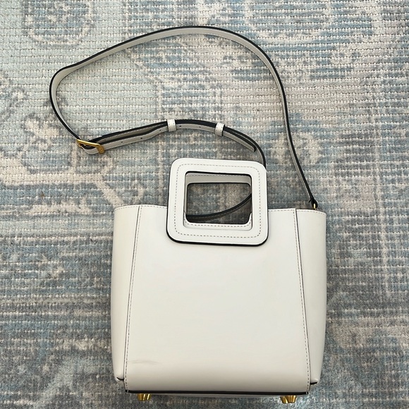 STAUD Mini Shirley Structured Leather Bag Neutral Cream - Picture 4 of 7